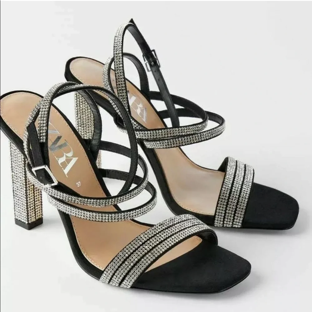 ZARA Jewel Beaded Heeled Sandals - Picture 7 of 7